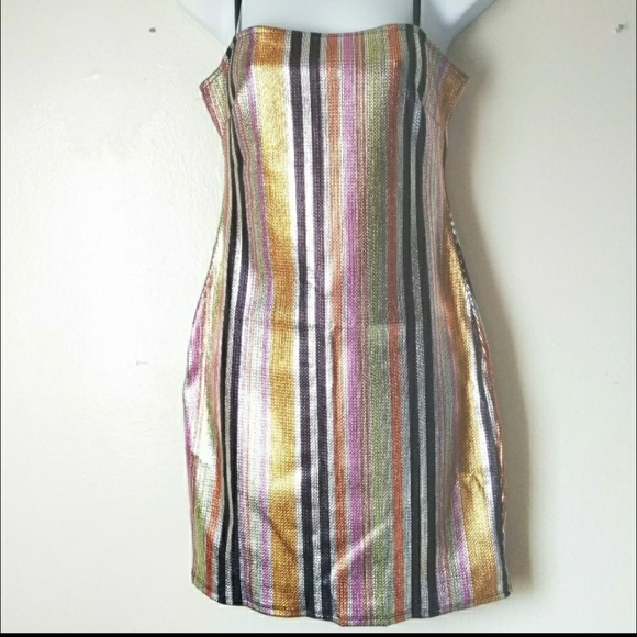 SALE NEW Bodycon Metallic Mini Dress - Picture 2 of 11